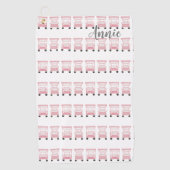 Roze Dame Golf Carts gepersonaliseerd Golfhanddoek (Voorkant)