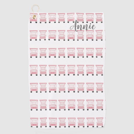 Roze Dame Golf Carts gepersonaliseerd Golfhanddoek (Voorkant)