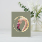 Roze dame | Illustratie Waterverf Flamingo Bird Briefkaart (Staand voorkant)