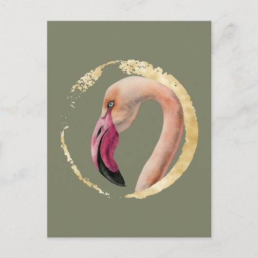 Roze dame | Illustratie Waterverf Flamingo Bird Briefkaart (Voorkant)