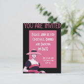 Roze dame in een roze Pet/Handhaaienuitnodiging Uitnodiging Briefkaart (Staand voorkant)