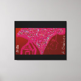 Roze Dame met Haar Gevelhart Canvas Afdruk