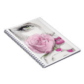 Roze dame met roze roos notitieboek (Rechterzijde)