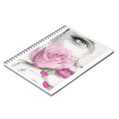 Roze dame met roze roos notitieboek (Linkerzijde)