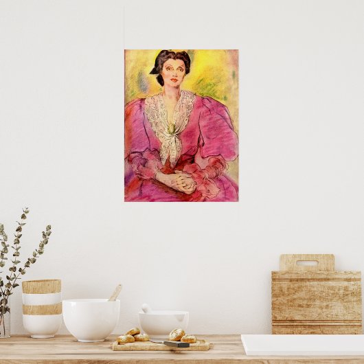 roze dame poster (Keuken)