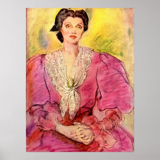 roze dame poster (Voorkant)