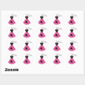 Roze dame ronde sticker (Vel)