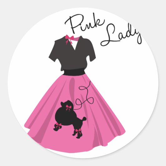 Roze dame ronde sticker (Voorkant)