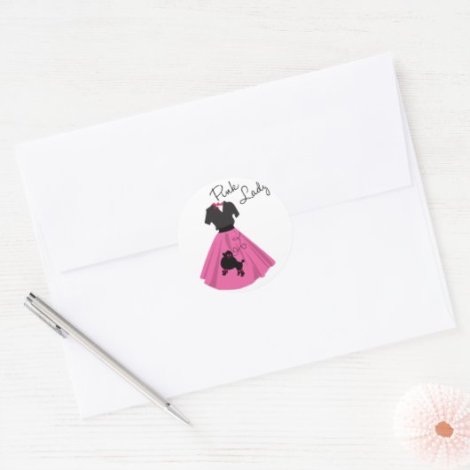 Roze dame ronde sticker (Envelop)