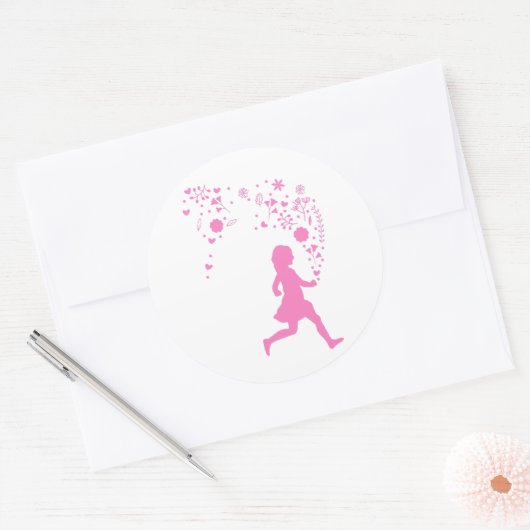 Roze dame. ronde sticker (Envelop)