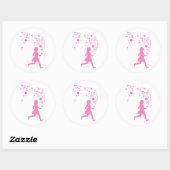 Roze dame. ronde sticker (Vel)