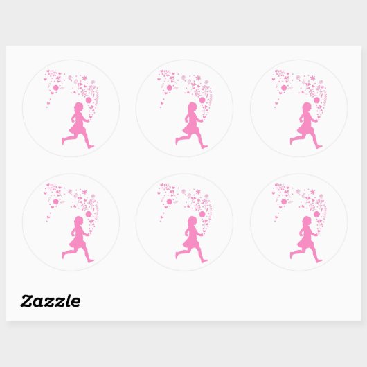 Roze dame. ronde sticker (Vel)