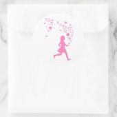 Roze dame. ronde sticker (Tas)