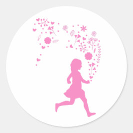 Roze dame. ronde sticker