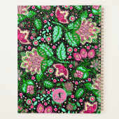 Roze Dame Slipper Bloemen op Zwart Gepersonaliseer Planner (Achterkant)