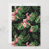 Roze dame Slipper Orchid Black Wedding Kaart (Achterkant)