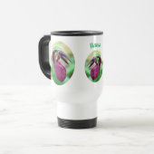 Roze dame Slipper Orchid Flower Personated Reisbeker (Voorkant links)