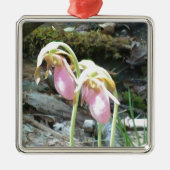 Roze dame slipper Orchid Metalen Ornament (Voorkant)