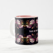 Roze Dame Slipper Orchidee Abstract gepersonalisee Tweekleurige Koffiemok (Voorkant links)
