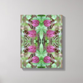 Roze Dame Slipper Orchidee Flower Pair Abstract Canvas Afdruk