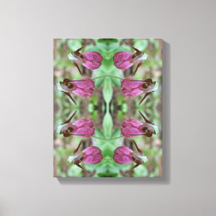 Roze Dame Slipper Orchidee Flower Pair Abstract Canvas Afdruk