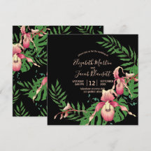 Roze Dame Slipper Orchidee Krans op Zwarte Bruilof