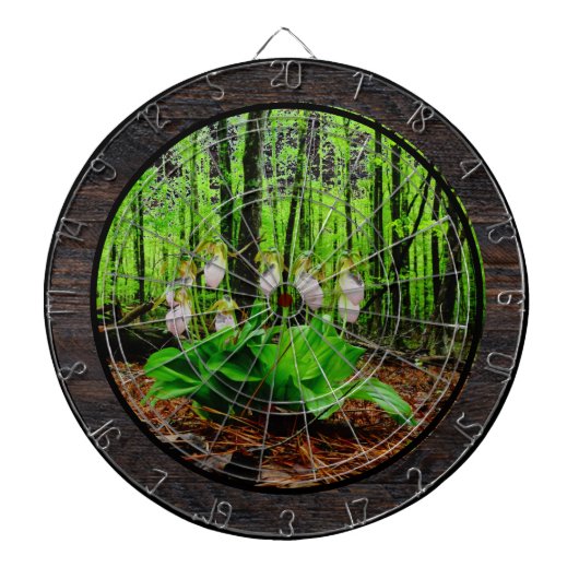 Roze Dame Slipper wilde Orchidee Dartbord (Voorkant)