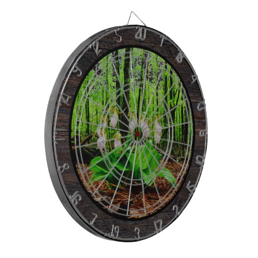 Roze Dame Slipper wilde Orchidee Dartbord (Voorkant Links)