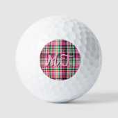 Roze Dame Slipper Wildflower Plaid Roze en Zwart Golfballen (Voorkant)