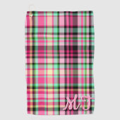 Roze Dame Slipper Wildflower Plaid Roze en Zwart Golfhanddoek (Voorkant)