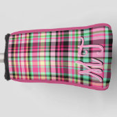 Roze Dame Slipper Wildflower Plaid Roze en Zwart Golfheadcover (Voorkant)
