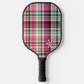 Roze Dame Slipper Wildflower Plaid Roze en Zwart Pickleball Paddle (Voorkant)