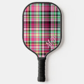 Roze Dame Slipper Wildflower Plaid Roze en Zwart Pickleball Paddle (Achterkant)