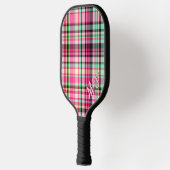 Roze Dame Slipper Wildflower Plaid Roze en Zwart Pickleball Paddle (Links)