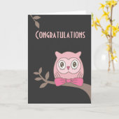 Roze dame uil gefeliciteerd kaart (Gele Bloem)