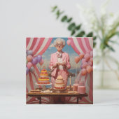 Roze Dame Verjaardagsfeestje Kaart (Staand voorkant)