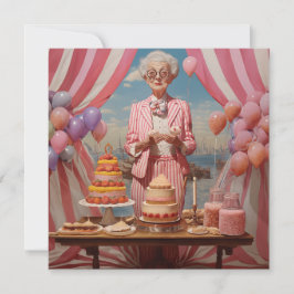 Roze Dame Verjaardagsfeestje Kaart