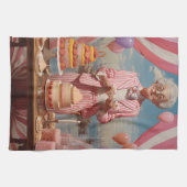 Roze Dame Verjaardagsfeestje Theedoek (Horizontaal)