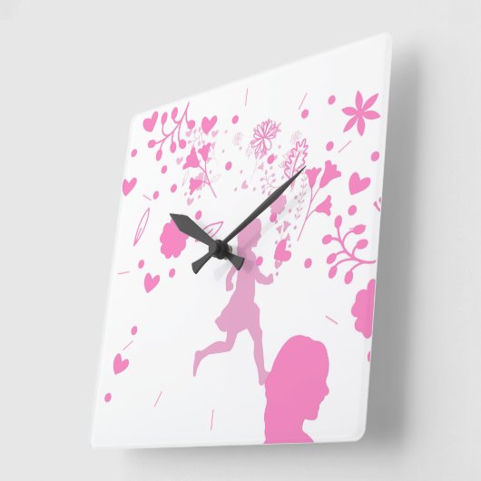 Roze dame. vierkante klok (Hoek)