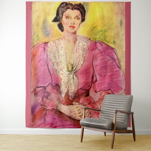 roze dame wandkleed (In situ)
