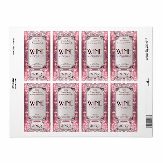 Roze dames dromen Aangepaste tekst Wijnflaconlabel Etiket (Full Sheet)