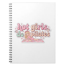 Roze dames fitnessplanner, Pilates meisje cadeau Notitieboek