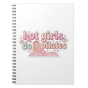 Roze dames fitnessplanner, Pilates meisje cadeau Notitieboek