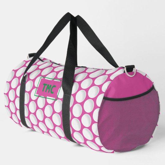 Roze Dames Golf INITIALEN Groen Preppy Fun Plunjezak (Rechterhoek)