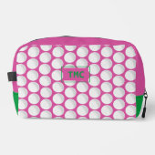 Roze Dames Golf INITIALEN Groen Preppy Fun Toilettasje (Voorkant)