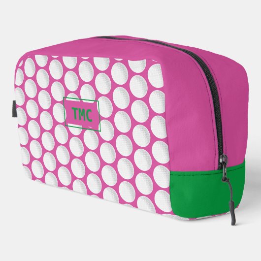 Roze Dames Golf INITIALEN Groen Preppy Fun Toilettasje (Rechterhoek)
