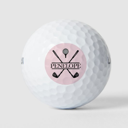 Roze Dames Golf Naam Golfballen (Voorkant)