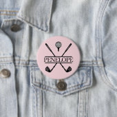 Roze Dames Golf Naam Ronde Button 7,6 Cm (In situ)