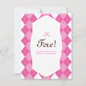 Roze dames Golf Party Argyle Kaart (Voorkant)