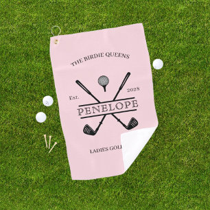 Roze Dames Golfclub Naam Golfhanddoek